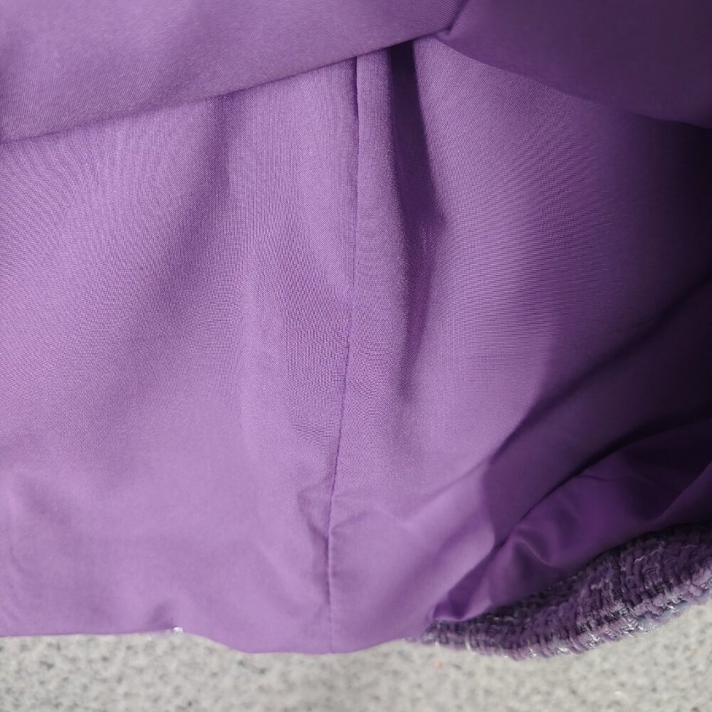 Aqua Mini Dress Women's Small Purple Wool Blend Tweed Bustier Strapless Preppy - Picture 9 of 13